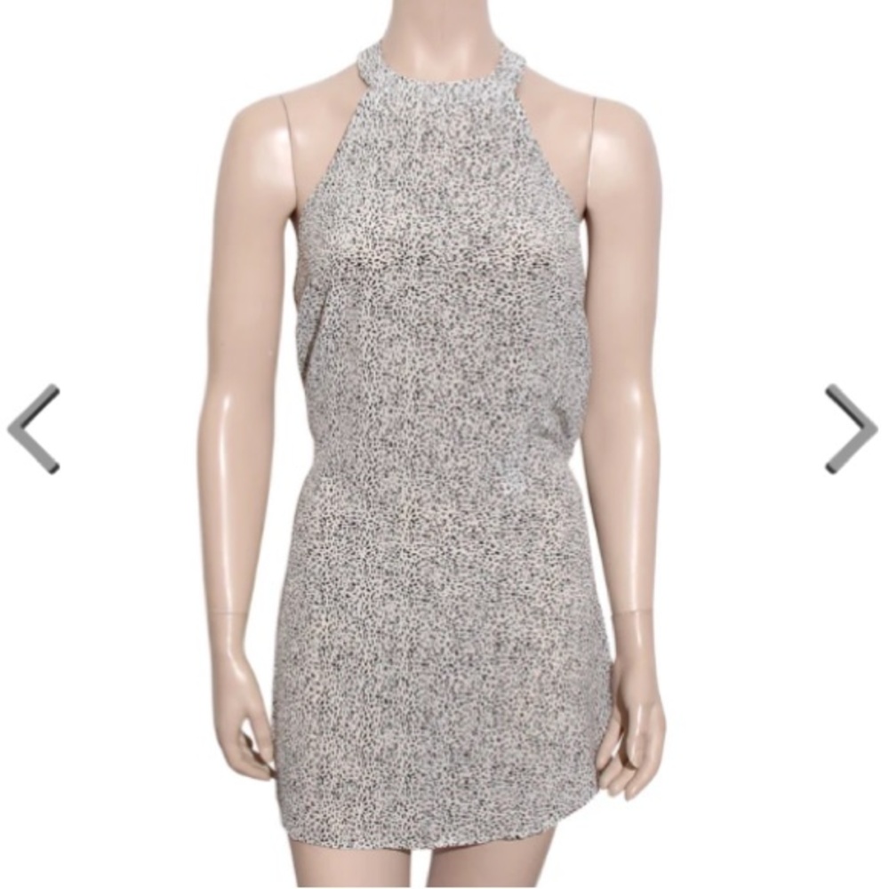 Equipment x Kate Moss Black White Animal Print Halter Dress Size S